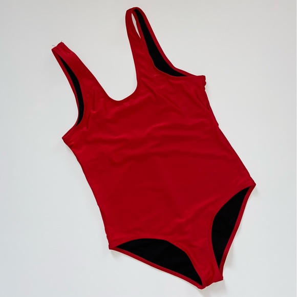All American Firecracker Red One Piece Maillot Swimsuit Size Medium U Back - Picture 4 of 8